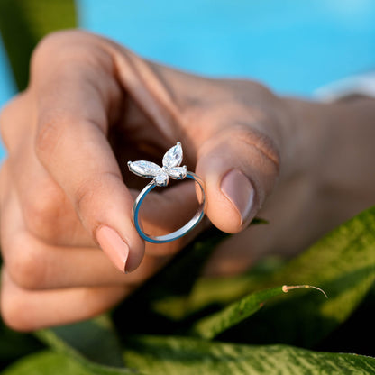 1.10 Carat Pear, Marquise Cut Moissanite Diamond Butterfly Ring