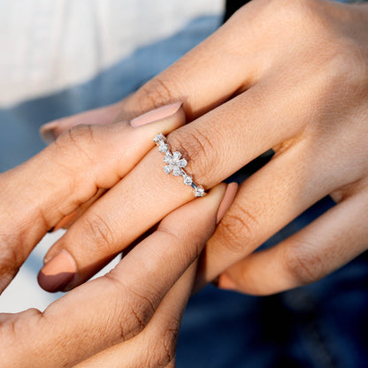 Pear Moissanite Diamond Premium Floral Ring