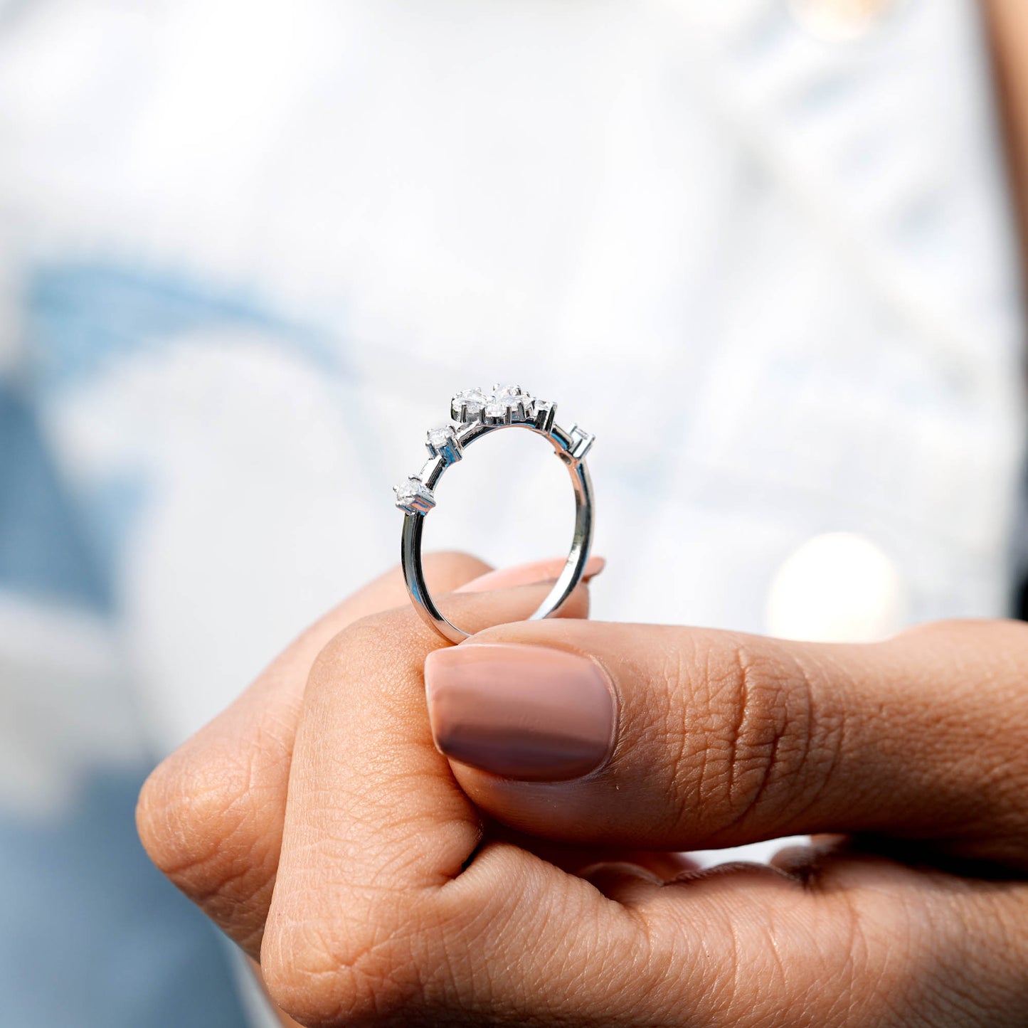 Pear Moissanite Diamond Premium Floral Ring