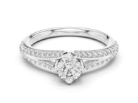 0.50 Carat Round Lab Diamond Solitaire Ring with Pavé Split Band