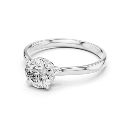 1 Carat Round Moissanite Diamond Solitaire Ring, Minimal Classic Design