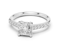 1 Carat Princess Cut Lab Grown Diamond Ring with Pavé Accent Shank