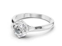 1 Carat Round Cut Lab Grown Diamond Solitaire Ring with Sculpted Crossover Prongs