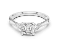 1 Carat Asscher Cut Lab Grown Diamond Three Stone Engagement Ring with Trillion Side Stones