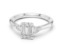 1 Carat Emerald Cut Lab Grown Diamond with Trillion Side Stones
