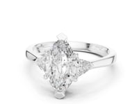 1 Carat Marquise Cut Three Stone Lab Grown Diamond Engagement Ring