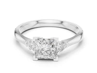 1 Carat Princess Cut Lab Grown Diamond Solitaire with Trillion Side Stones