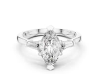 1 Carat Marquise Cut Lab GrownDiamond Ring with Baguette Side Stones