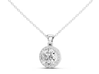 Round Cut Halo Lab Grown Diamond Chain & Pendant