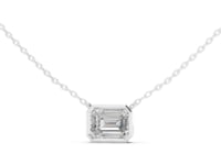 Emerald Cut Bezel Setting Lab Grown Diamond Bar Chain & Pendant