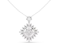 Round Cut Lab Grown Diamond Geometric Sunburst Pendant Necklace
