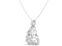 Round Cut Lab Grown Diamond Floral Clover Chain & Pendant