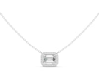 Emerald Cut Lab Grown Diamond Halo Chain & Pendant
