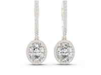 Oval Cut Halo Lab Grown Diamond Drop & Dangle Earrings