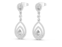 Pear Cut Halo Lab Grown Diamond Drop & Dangle Earrings