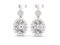 Oval Cut Lab Grown Diamond Halo Drop & Dangle Earrings