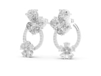 Floral Cluster Teardrop Lab Grown Diamond Drop & Dangle Earrings
