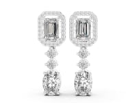 Emerald Halo & Oval Cascade Lab Grown Diamond Drop & Dangle Earrings