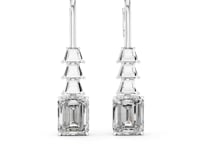 Emerald & Trapezoid Cut Step Lab Grown Diamond Dangle Earrings
