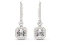 Asscher Cut Lab Grown Diamond Halo Drop & Dangle Earrings