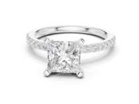 2 Carat Princess Lab Grown Diamond Solitaire Engagement Ring with Diamond Accent Band