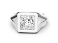 2 Carat Princess Cut Lab Grown Diamond Bezel Set Statement Ring