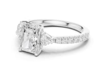 1.5 Carat Radiant Cut Lab Grown Diamond Three Stone Engagement Ring
