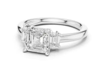 1.5 Carat Asscher Cut Lab Grown Diamond Three Stone Engagement Ring