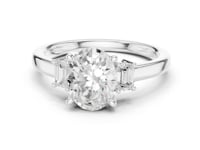 1.5 Carat Oval Cut Lab Grown Diamond Three Stone Engagement Ring with