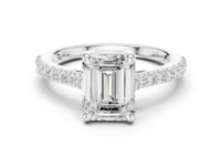 2 Carat Emerald Cut Lab Grown Diamond Pavé Engagement Ring
