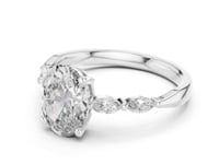 1 Carat Oval Lab Grown Diamond Engagement Ring with Marquise Side Stones