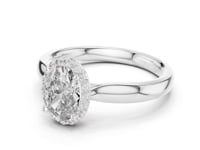 1 Carat Oval Lab Grown Diamond Halo Engagement Ring with Thick Band