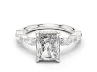 3 Carat Radiant Cut Diamond Ring with Graceful Marquise Side Stones