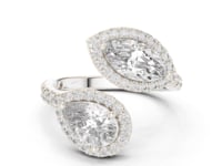 2 Carat Pear & Marquise Shaped Center Diamond Ring with Halo Accents