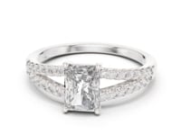 1 Carat Classic Radiant Cut Diamond Statement Ring with Accented Band