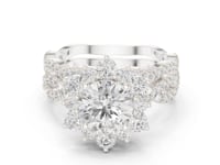 1.5 Carat Round center halo diamond ring with split pavé band