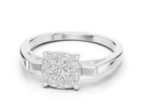 Cushion-Style Round Diamond Cluster Engagement Ring