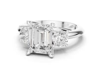 2.5 Carat Emerald Cut Diamond Three-Stone Engagement Ring with Round Side Stones