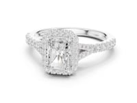 1 Carat Radiant Cut Engagement Ring with Halo and Diamond-Set Band
