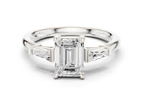 1.5 Carat Emerald Cut Lab Grown Diamond Engagement Ring with Tapered Side Stones