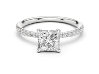 1 Carat Luxury Princess Cut Diamond Ring with Pavé Band