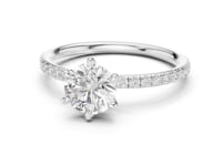 1 Carat Round Cut Lab Grown Diamond Engagement Ring with Pavé Band