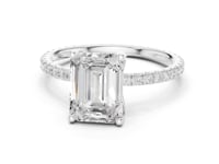 2.5 Carat Emerald Shape Lab Grown Diamond Engagement Ring with Pavé Band