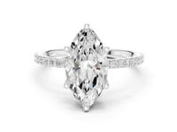 2.5 Carat Marquise Shape Lab Grown Diamond Engagement Ring with Pavé Band