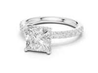 2 Carat Princess Cut Lab Diamond Pavé Solitaire Engagement Ring
