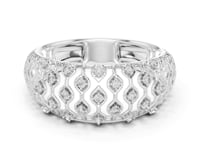 Round Cut Lab Grown Diamond Engagement Ring with Pavé Band