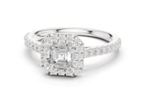 1 Carat Asscher Cut Lab Grown Diamond Halo Engagement Ring