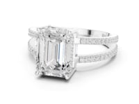 3 Carat Emerald Cut Lab Grown Diamond Split Shank Engagement Ring