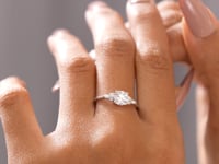 1 Carat Center Round, Marquise cut, Moissanite Diamond Engagement Ring