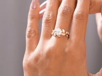 1.5 Carat Center Round, Marquise Cut Moissanite Diamond Engagement Ring